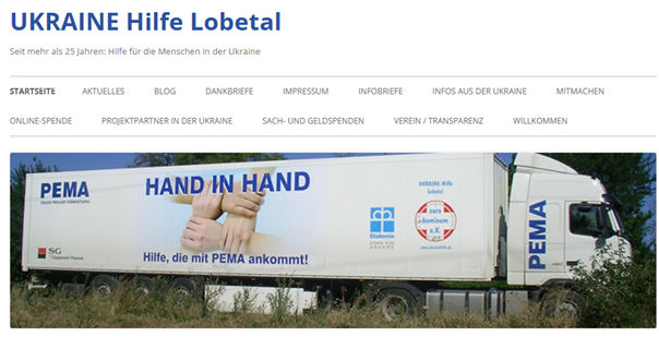 Screenshot Ukraine-Hilfe